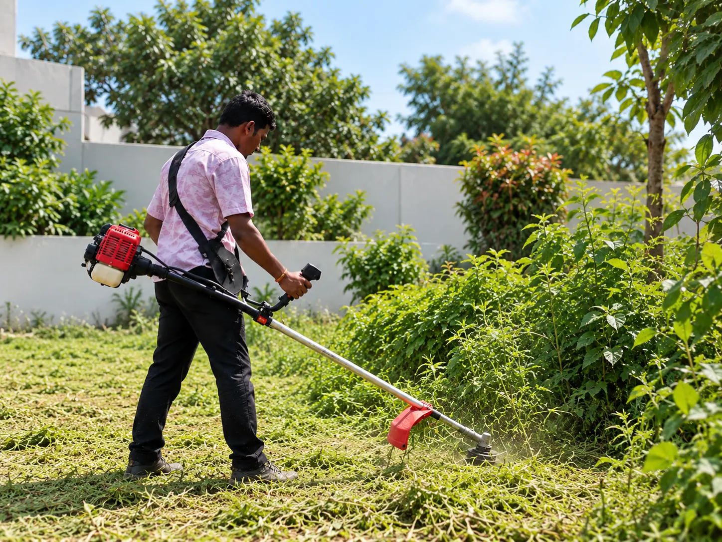Brush cutting an overgrown plot